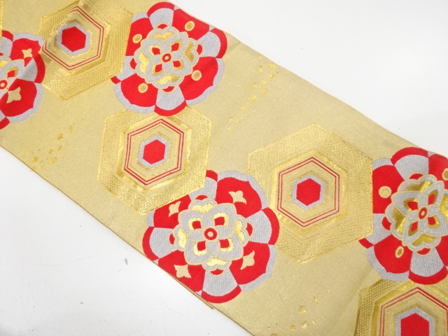 JAPANESE KIMONO / ANTIQUE FUKURO OBI / SILK / WOVEN SCATTERED FOIL